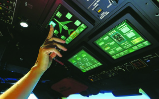Overhead touch screen display solution for the cockpit