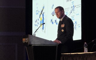 Brig. Gen. Jason Voorheis, Program Executive Officer for Fighters and Advanced Aircraft, Air Force Life Cycle Management Center (Staff photo)