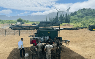 Marine Corps troops train on a hydrogen generator at the tactical edge of contested logistics (HyTEC) prototype system. NovaSpark image.