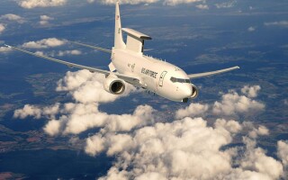 A Boeing artist rendering depicts the Boeing E-7 Airborne Early Warning & Control (AEW&C) ISR platform.