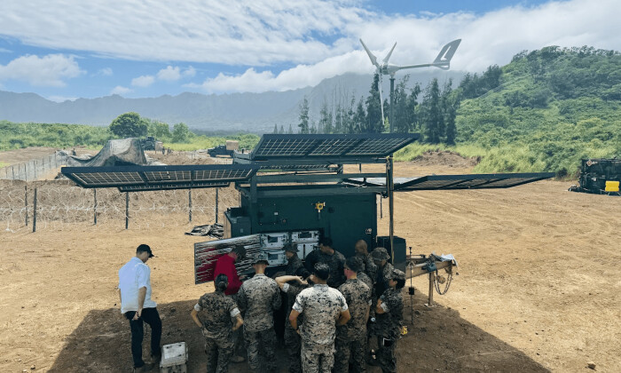Marine Corps troops train on a hydrogen generator at the tactical edge of contested logistics (HyTEC) prototype system. NovaSpark image.